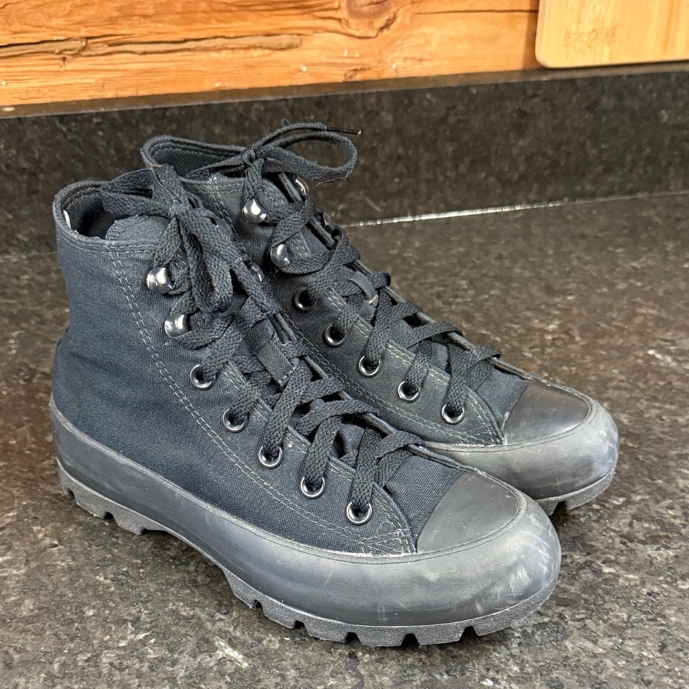 Converse All-star Black on Black Lugged Sole High Tops - Size 7.5